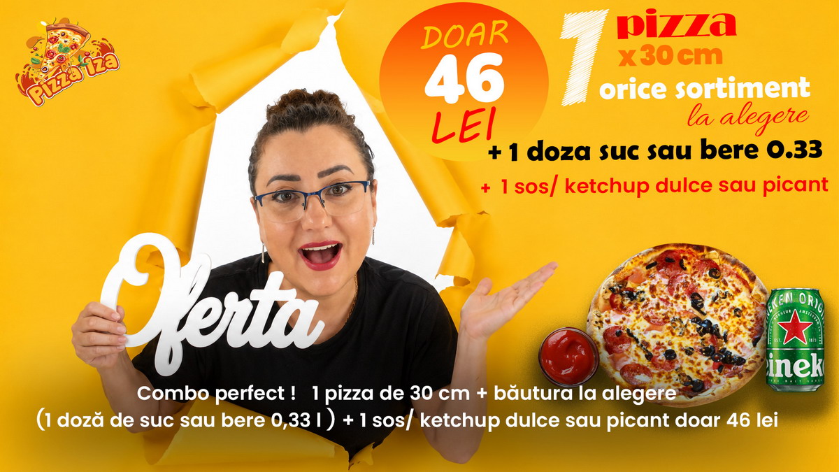 Ofertă 1 pizza 30cm + suc + sos — 46 lei