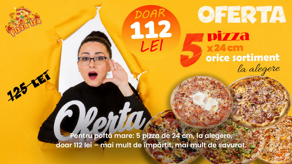 Ofertă 5 pizza 24cm — 112 lei